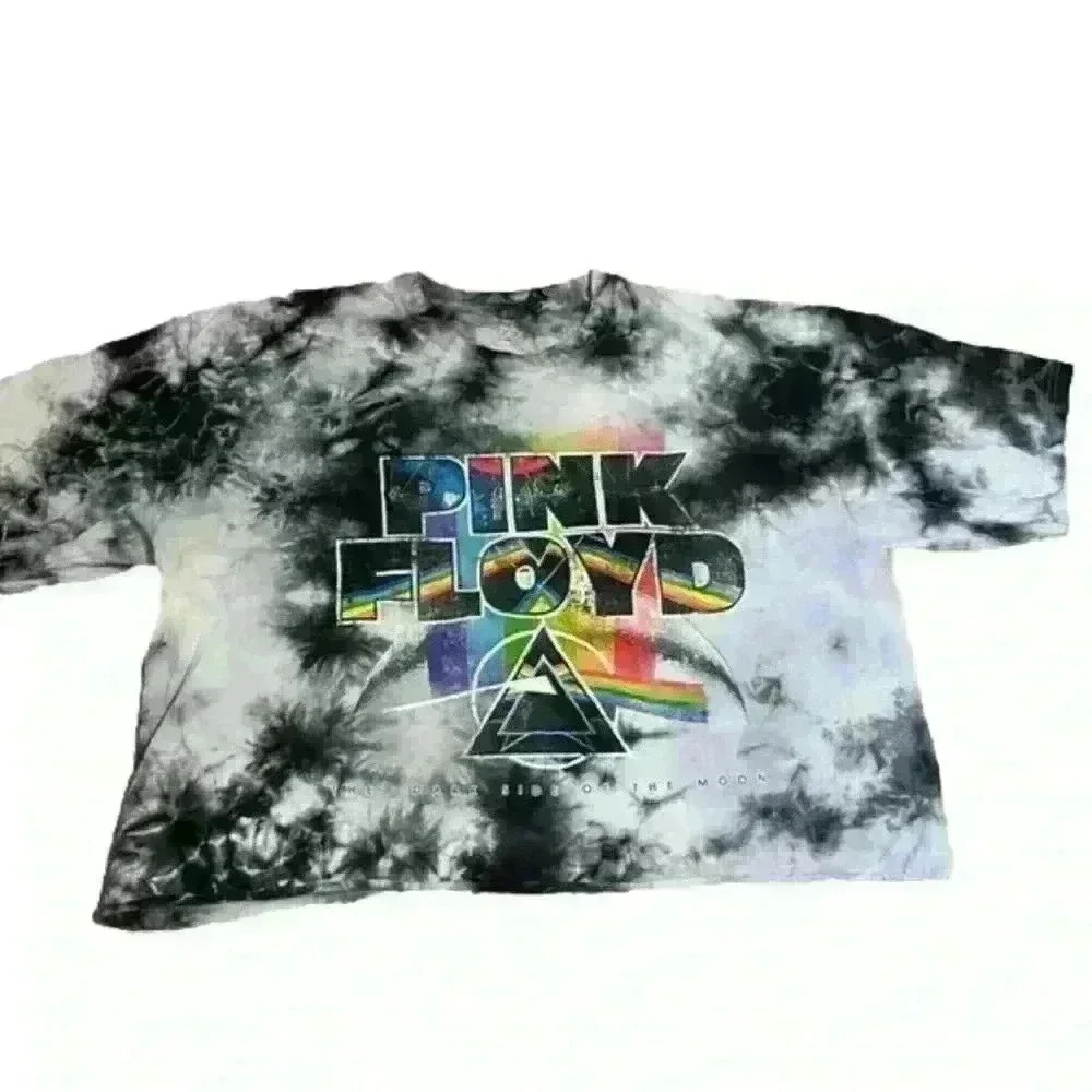 Pink Floyd Dark Side Moon Tie Dye Hippie Baggie Boho Crop Vintage Graphic Tee